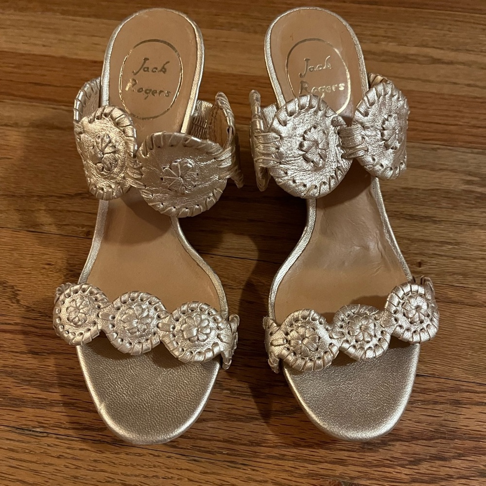 Jack Rogers Gold Wedges
